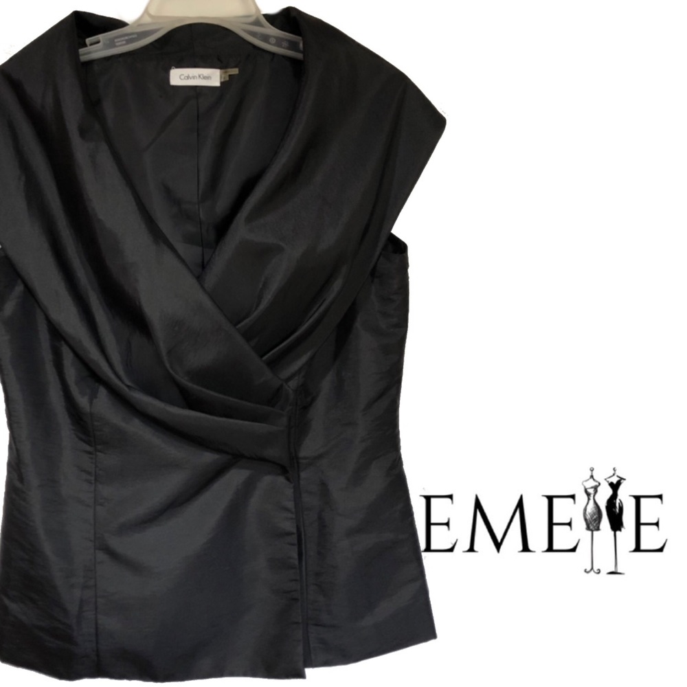 Calvin Klein Formal Satin Wrap Top M